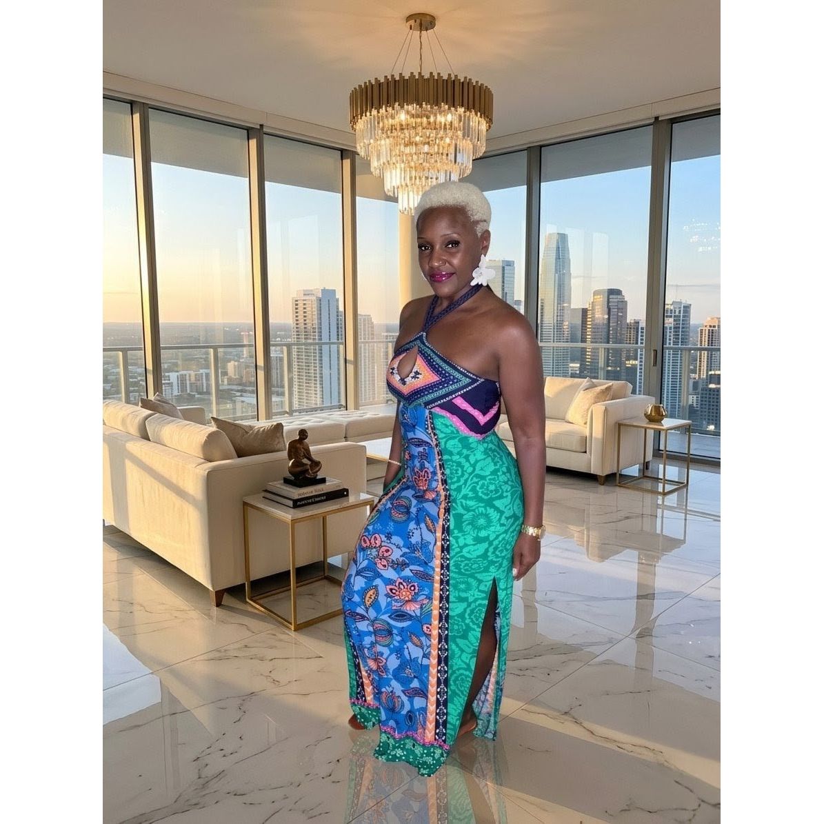 Sunset Oasis Halter Maxi Dress