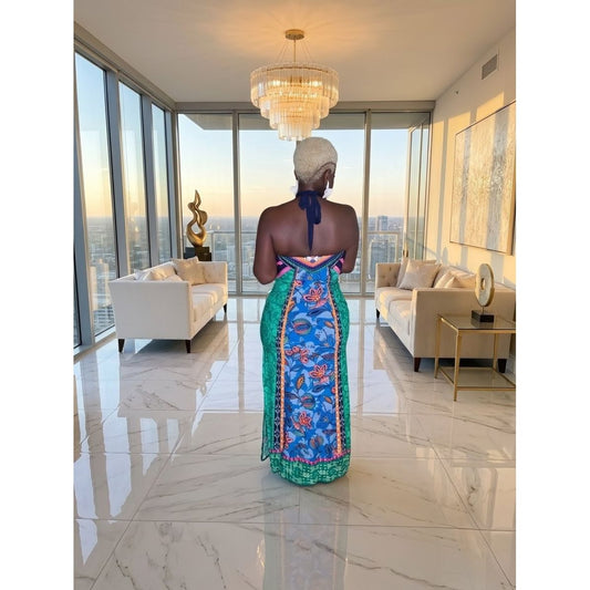 Sunset Oasis Halter Maxi Dress - Boutique Royále