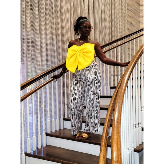Amber Oversized Structured Bow Scuba Knit Crop Top - Boutique Royále
