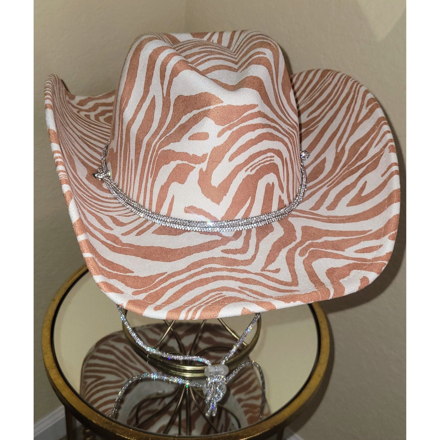 Desperado Zebra Stripe Bling Hat Rust - Boutique Royále