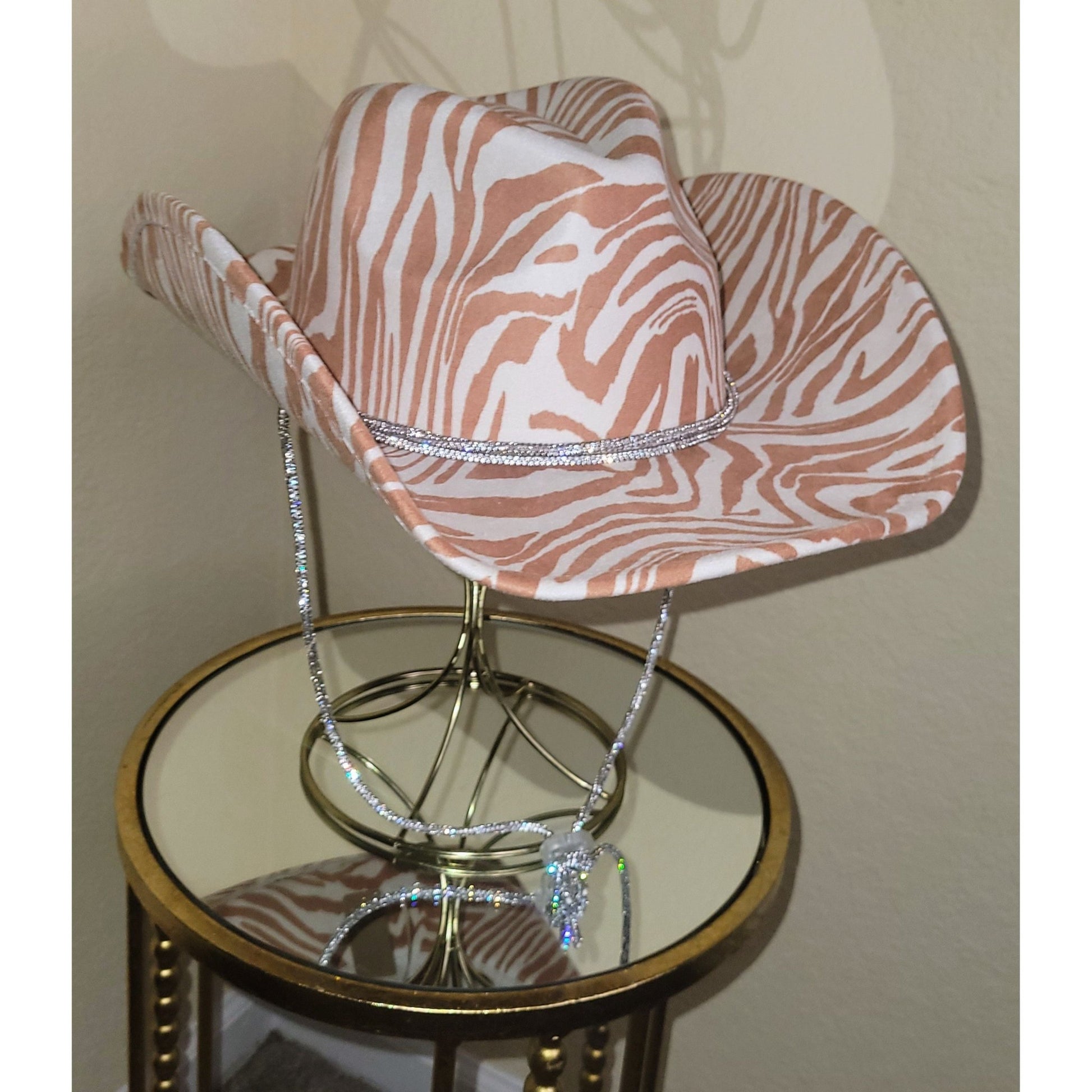 Desperado Zebra Stripe Bling Hat Rust - Boutique Royále