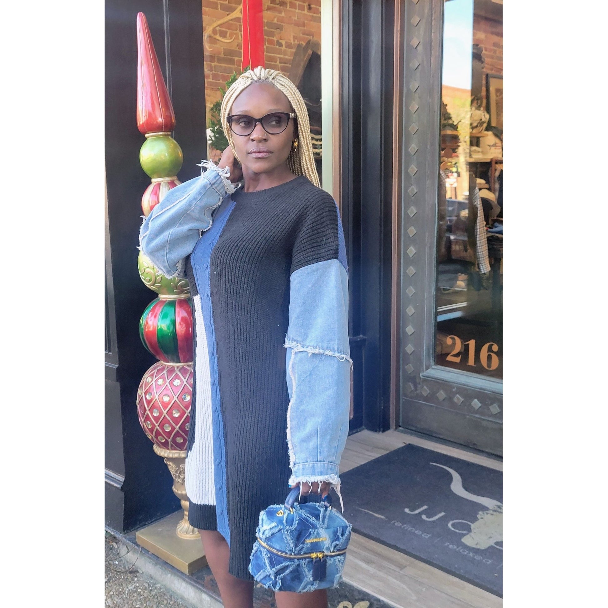 Noir Knit Sweater Dress - Boutique Royále