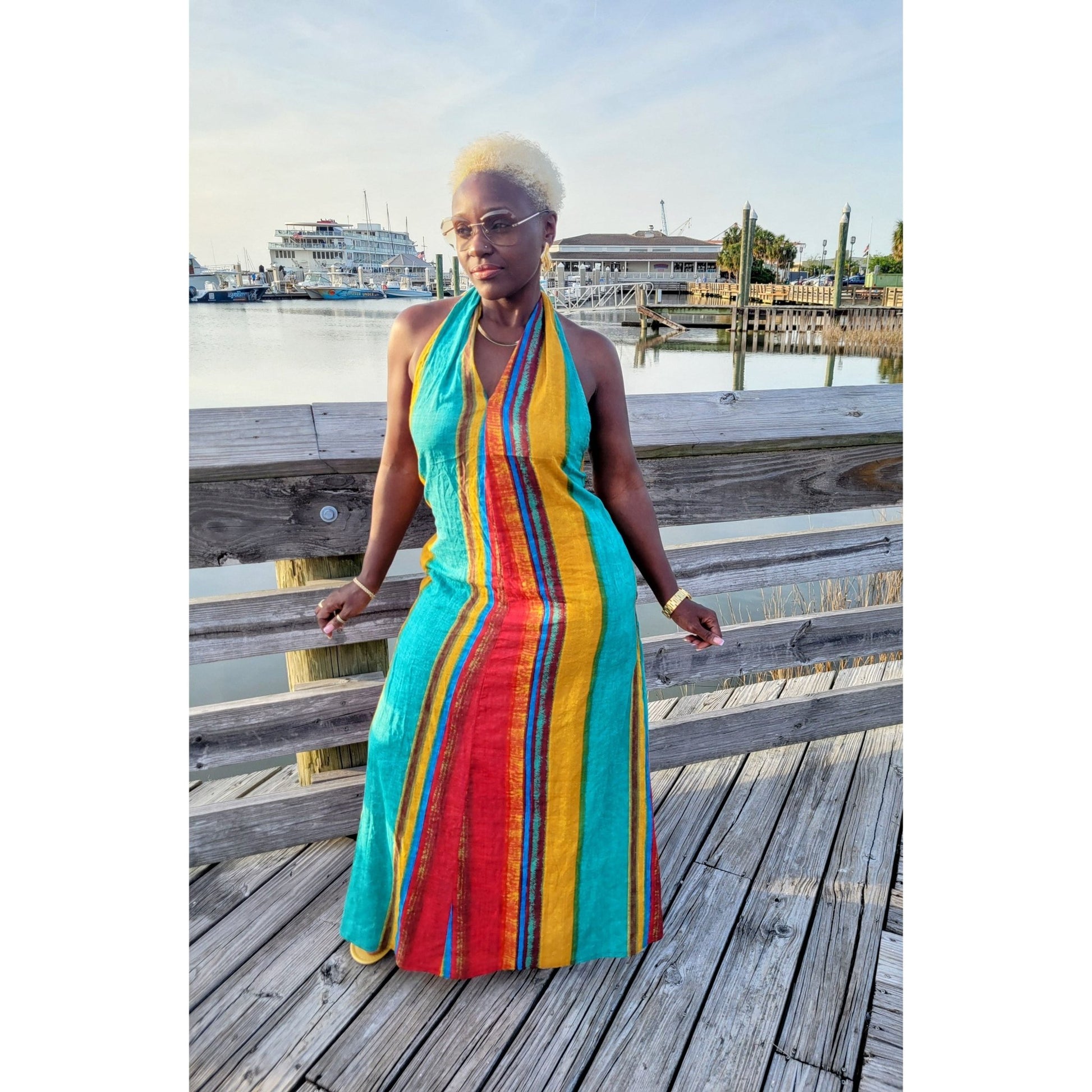 Radiant Glow Halter Maxi Dress - Boutique Royále
