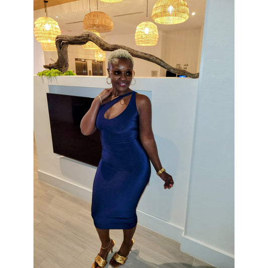 Queen of Hearts Midi Dress (Navy)