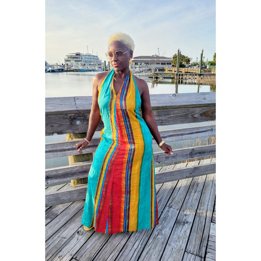 Radiant Glow Halter Maxi Dress
